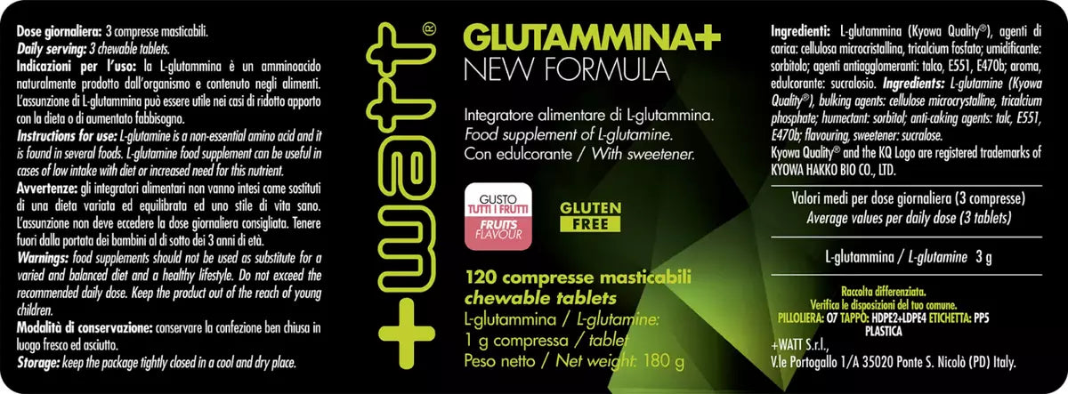 Glutammina+ +WATT – Integratore per Recupero, Immunità e Prestazion